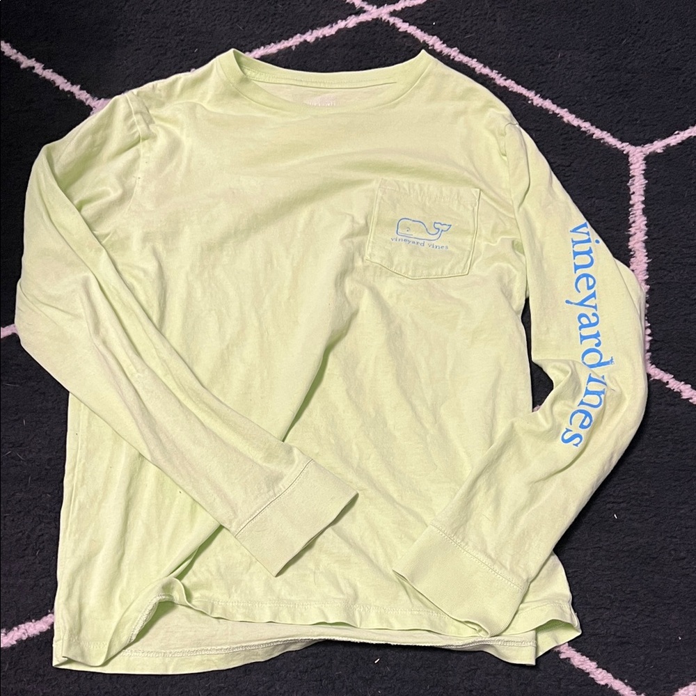 Vineyard Vines Neon Green Tee with Blue Accents